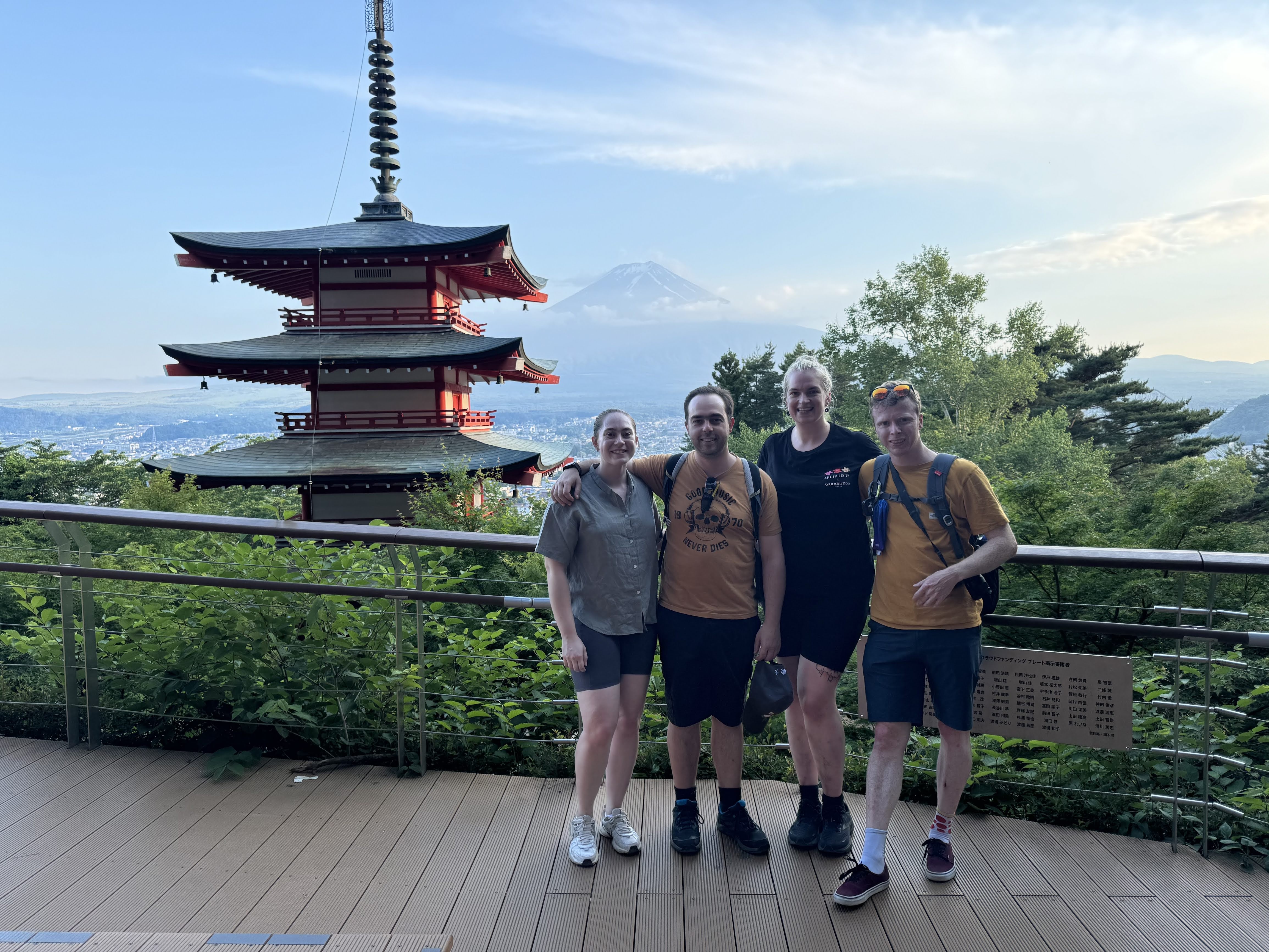 Beth, Jo&atilde;o, Helen and Adam at Chureito Pagoda, near Mount Fuji, Japan
