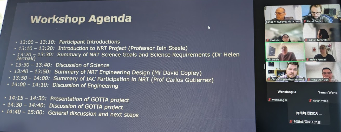Image of screen during online conference showing agenda and a few of the attendees' videos on the right side.