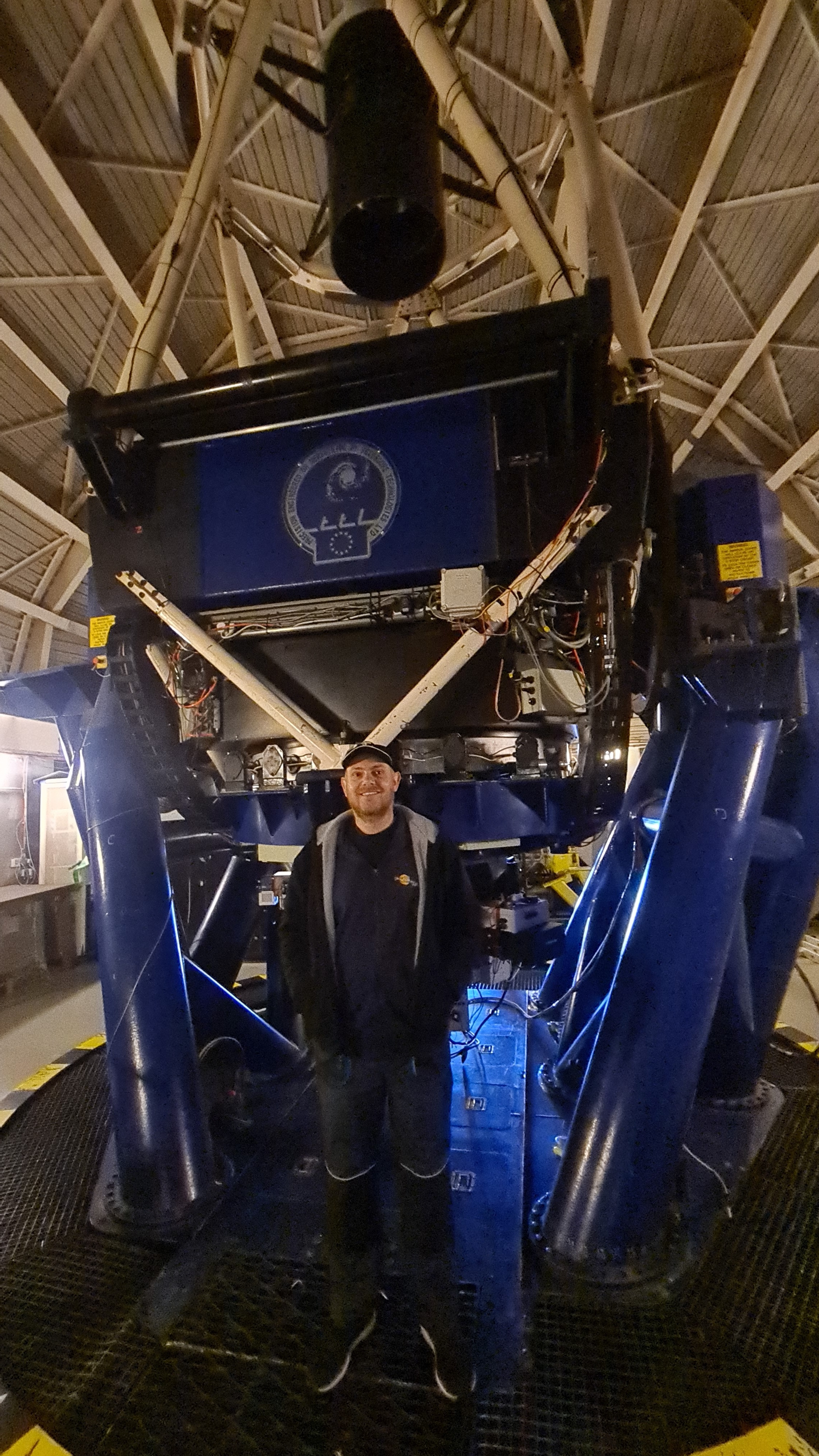 photo of Sebastian with the Liverpool Telescope
